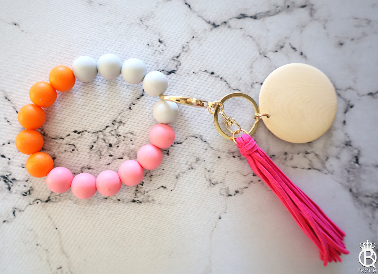 Silicone Beaded Bracelet Key Chain - Color Me Happy