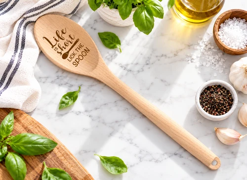 Life Is Short Lick The Spoon Engraved Wooden Spoon