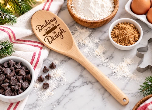 Dashing Through The Dough Engraved Wooden Spoon