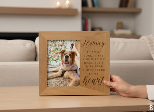 Custom Engraved  Wood Picture Frame: I Can No Longer See You With My Eyes