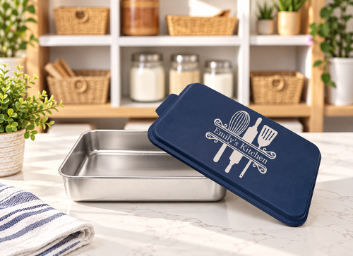 Engraved Aluminum Cake Pan + Lid: Personalized Kitchen