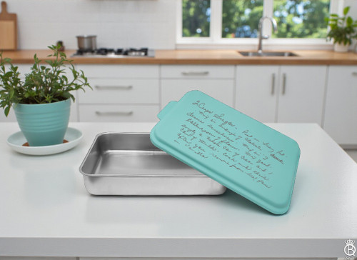 Engraved Aluminum Cake Pan + Lid: Custom Recipe