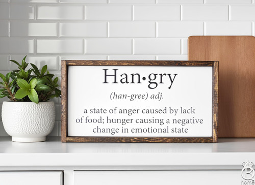 Hangry Framed Wood Sign