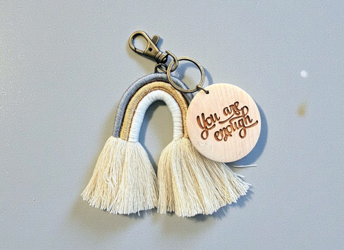 READY TO SHIP Rainbow Tassel Keychain: You Are Enough