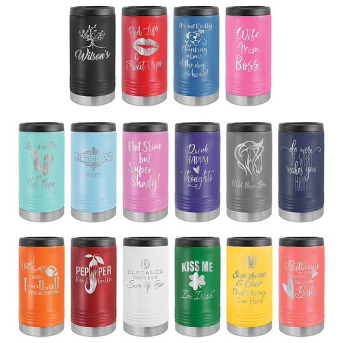 Pink Insulated Slim Can Koozies - Customized with YOUR design