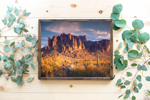 Superstition Mountains Framed Wood Sign Superstition Mountains Framed Wood Sign