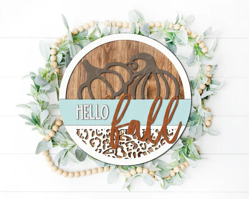 Hello Fall Cheetah Design Door Hanger