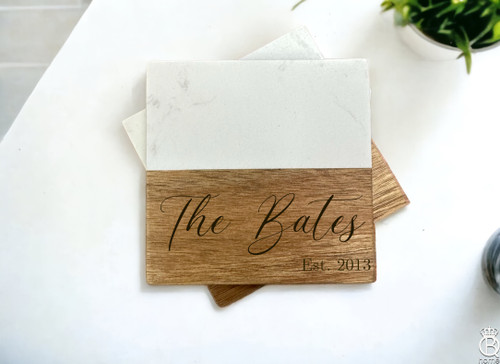 Last Name Traditional Script Coaster Set 