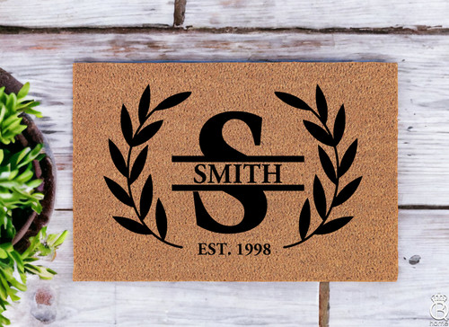 Split Letter Family Name Door Mat