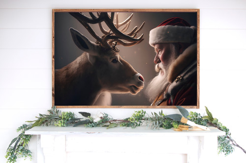 Santa & Prancer Framed Wood Sign Santa & Prancer Framed Wood Sign