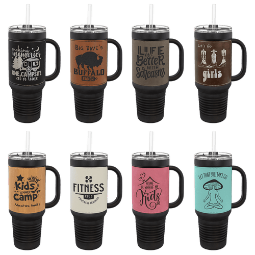 Polar Camel 40 oz. Black with Leatherette Travel Mug Queen B Home