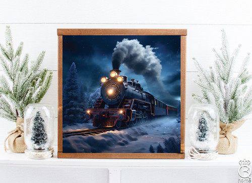 Polar Express Steam Train Framed Wood Sign Polar Express Steam Train Framed Wood Sign