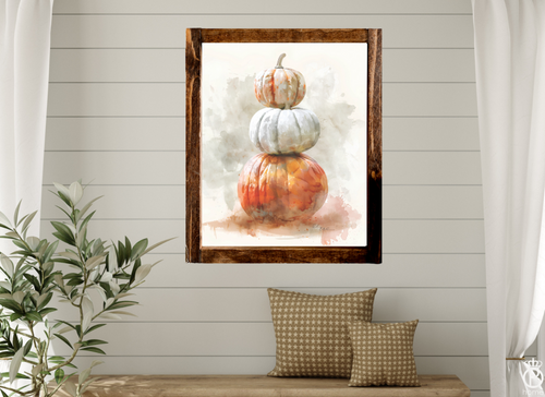 Stacked Watercolor Pumpkins Fall Sign [The Storybook Autumn Collection]