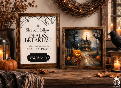 Sleepy Hollow Dead And Breakfast Framed Wood Sign Set