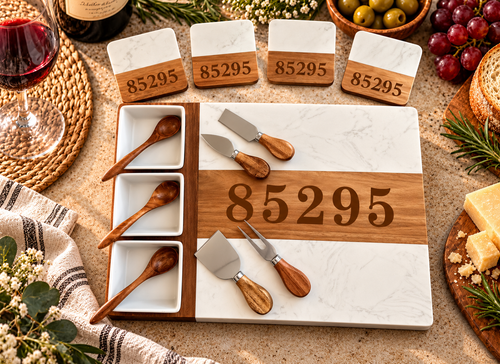 Marble Acacia Charcuterie Serving Board: Zip Code