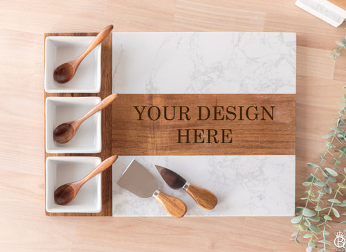 Marble Acacia Charcuterie Serving Board: Your Custom Design Marble Acacia Charcuterie Serving Board: Your Custom Design
