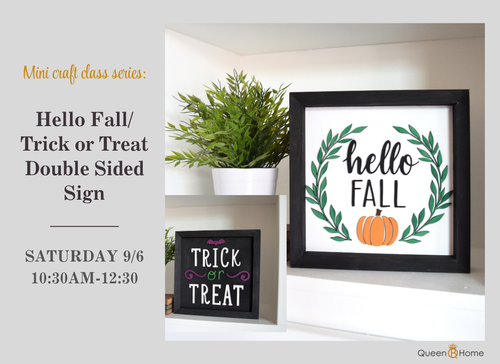 September 6 at 10:30am | Hello Fall/Trick or Treat Double sided wood sign September 6 at 10:30am | Hello Fall/Trick or Treat Double sided wood sign