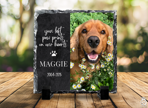 Slate Tile Sign: You Left Pawprints On My Heart Slate Tile Sign: You Left Pawprints On My Heart