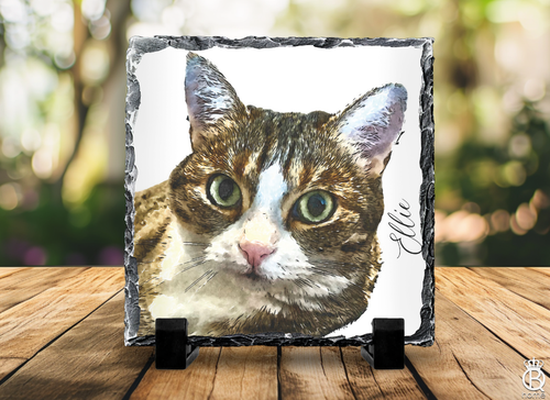 Slate Tile Sign: Watercolor Pet Portrait Slate Tile Sign: Watercolor Pet Portrait