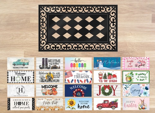 Interchangeable Doormat Insert: Build Your Bundle of 4 inserts + Mat Interchangeable Doormat Insert: Build Your Bundle of 4 inserts + Mat