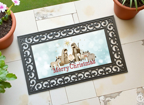 Interchangeable Doormat Insert: Merry Christmas Nativity