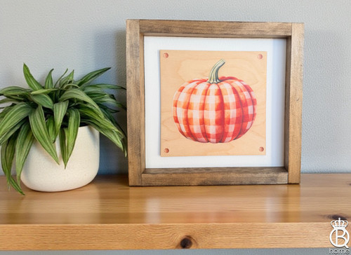 READY TO SHIP: Gingham Pumpkin Framed Wood Sign