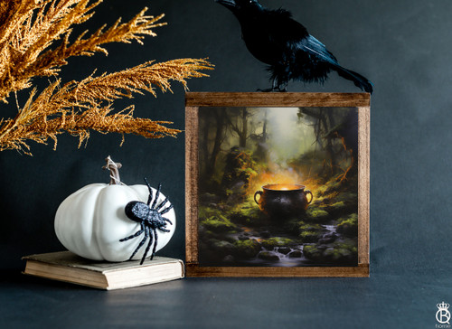READY TO SHIP: The Cauldron Beneath Maple Hollow Framed Wood Sign [The Hollow Tales Collection]