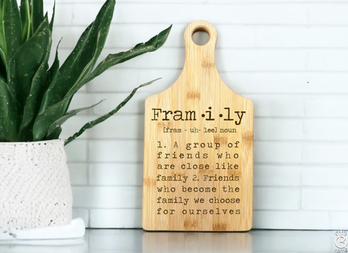 READY TO SHIP: Framily Bamboo Cutting Board With Handle 7x13