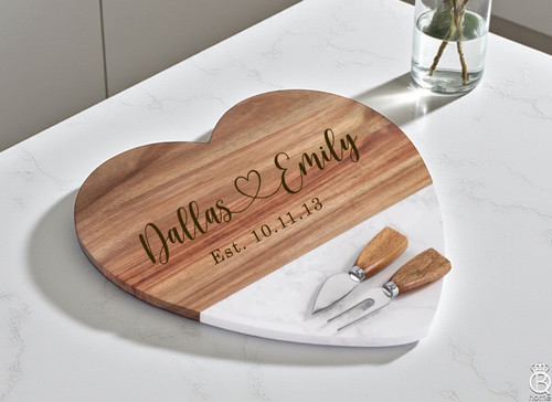 Marble Heart Board: First Names Heart Design