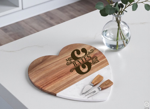Marble Heart Board: Mr. And Mrs