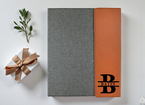 Engraved Portfolio: Custom Split Letter Monogram (CLICK FOR COLOR AND SIZE OPTIONS)