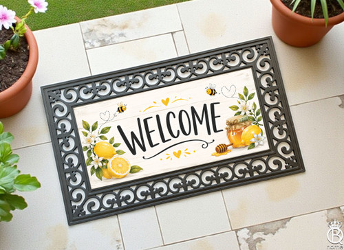 Interchangeable Doormat Insert: Honey Bees & Lemonade