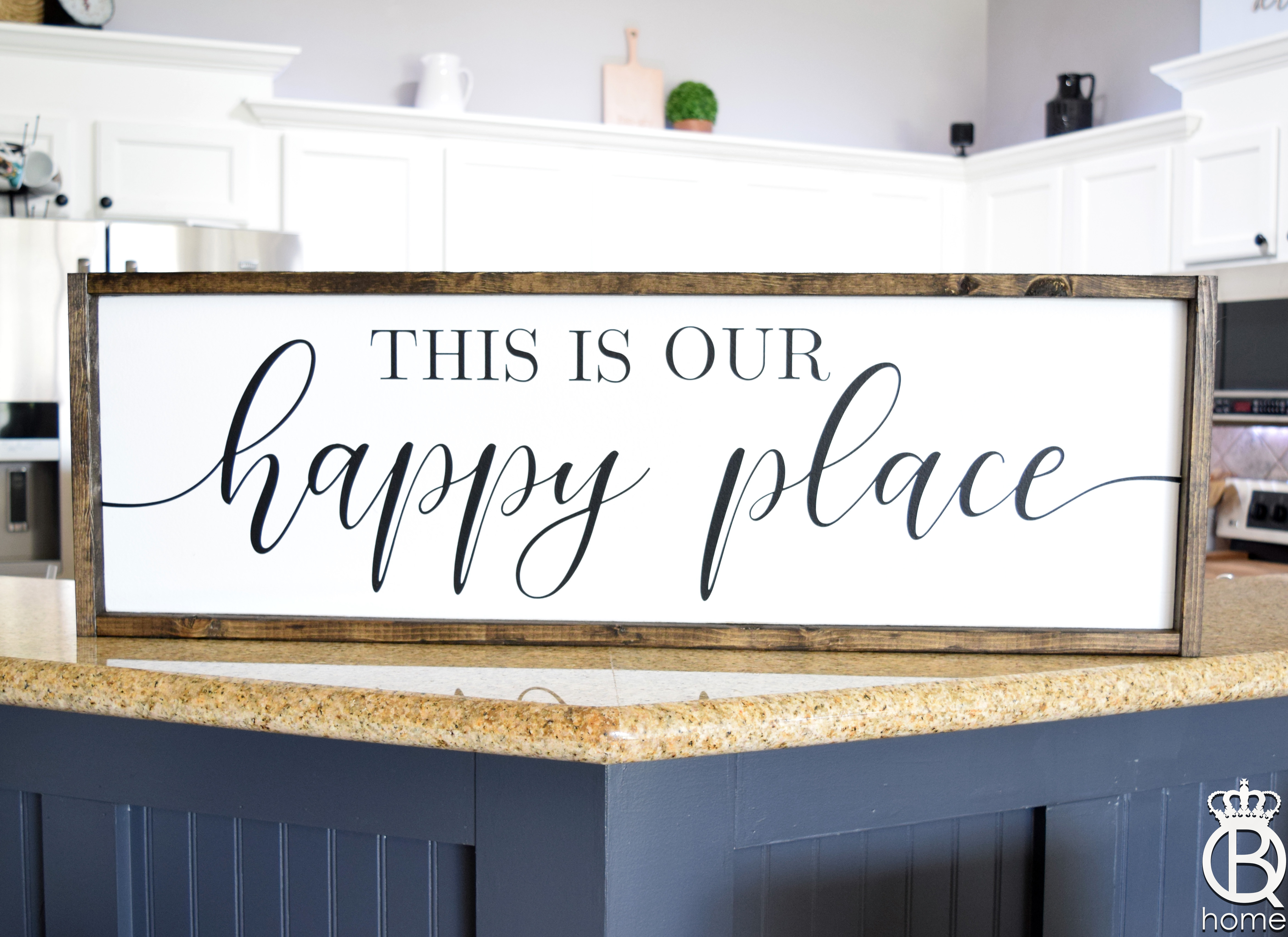 This Is Our Happy Place Framed Wood Sign 12x36 Queenbhome