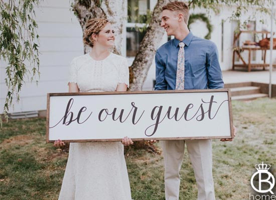 Be Our Guest Wood Sign 48x12 Queenbhome