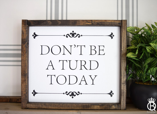 Don't Be A Turd Framed Wood Sign - QueenBHome