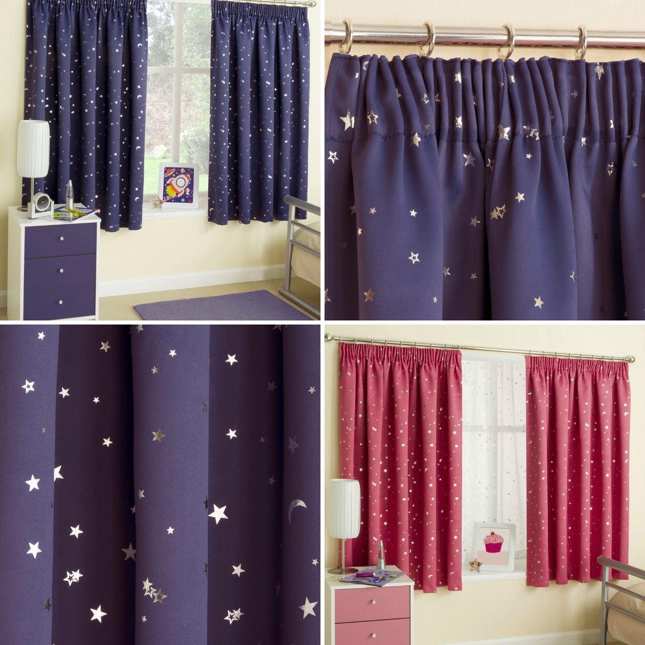 Moonlight Metallic Thermal Woven Blockout Tape Top Pencil Pleat Curtains  Pair - Norwood Textiles