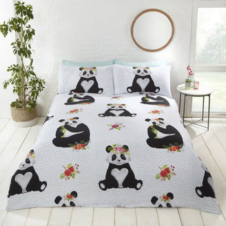 Pandas Animal Floral Panda Bear Soft Polycotton Duvet Cover Set