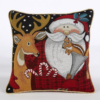 Christmas Tapestry Festive Santa Squirrel Unfilled Cushion Cover 18" x 18"