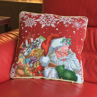 Christmas Tapestry Festive Santa Gifts Soft Filled Cushion 18" x 18"