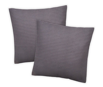Hotel Waffle Weave Knit Cushion Covers Pair 65cm x 65cm Graphite Grey
