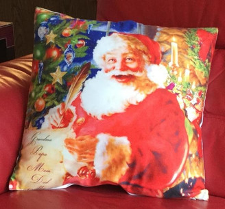 Santa & List Winter Festive Xmas Soft Touch Filled Cushion 18" x 18" 