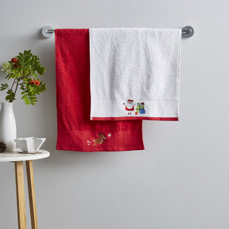Catherine Lansfield Santa’s Reindeers & Christmas Presents Cotton Tea Towel Pair