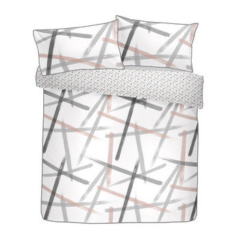 LEDA Abstract Lines Piped Edge Reversible 100% Cotton Soft Duvet Cover Set