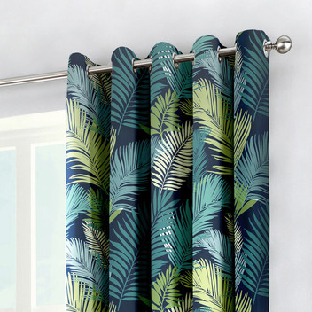 Tropical Palm Leaf Botanical Reversible Bedding Curtains Matching Range