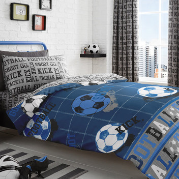 Football Sports Goal Footy Mad Reversible Bedding Curtains Matching Range