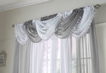 Jewelled Sequin Sparkle Elegant Polyester Voile Curtain Swag Single