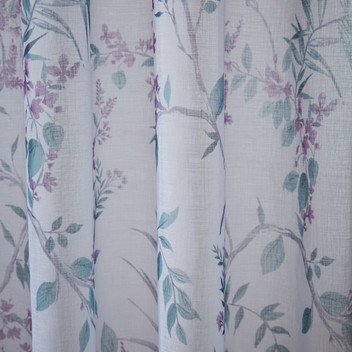 Jazmine Floral Songbirds 100% Cotton Tape Top Pencil Pleat Curtains Pair
