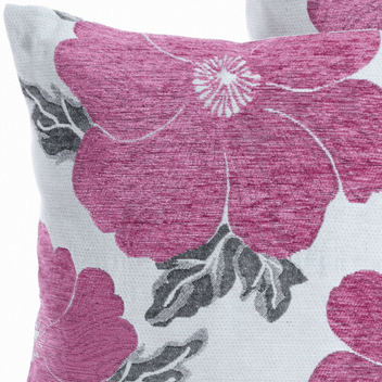 Poppy Floral Brushed Chenille Textured Reversible Cushion Cover
