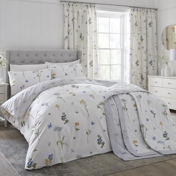 Emelia Summer Meadow Floral Polycotton Bedding Curtains Matching Range