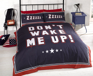Don't Wake Me Up Fun Novelty Print Soft Duvet Cover Set Bedding